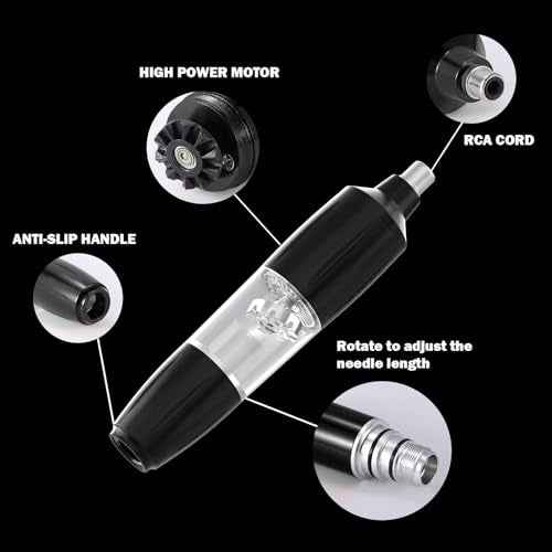 Eyebrow Microblading Tattoo Machine Kit, Professional Complete Wireless Tattoo Gun with Tattoo Power Supply, 50Pcs Cartridge Needles, 7Pcs Inks, Microblading Supplies for Beginners (Black, TP39)