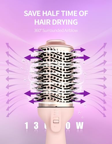 1300W Hair Dryer Brush 4-in-1 Blow Dryer Styling Brush Rose Gold