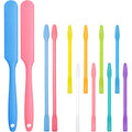 Patelai 12 Pieces Wax Sticks Silicone Waxing Spatulas for Hair Removal Reusable Silicone Applicator Different Sizes Scrapers Hard Sticks for Home Salon Body Use