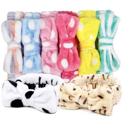 Huachi Headbands for Washing Face Spa Headbands for Women Girls Bulk: Cute Skincare Makeup Headband, Facial Face Wash Head Bands 8Pack Stocking Stuffers for Womens and Teen Girls