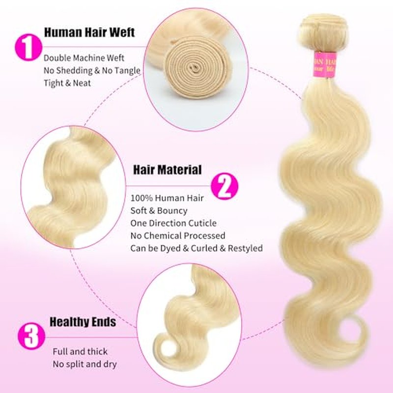 12 Inch 613 Blonde Body Wave Human Hair Bundles