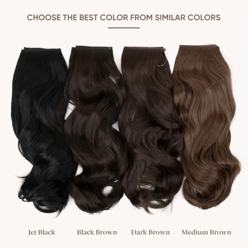 SARLA Invisible Wire Hair Extensions 14 Inch Dark Brown