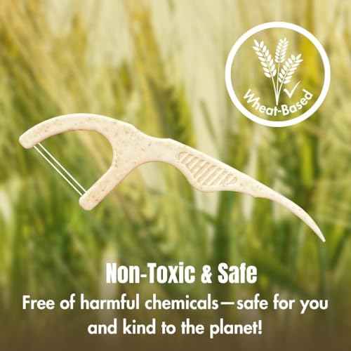 Twin Line Biodegradable Floss Picks (220 Count) - Compostable Tooth Flossers Minty Fresh-Double Thread 2X The Clean | Bonus Travel Case | Thing Thread Glide Easy & Shred-Resistant