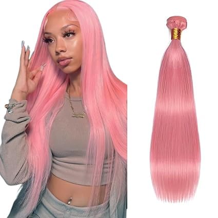 FuivJuix 18 Inch Pink Straight Human Hair Bundle - 50g
