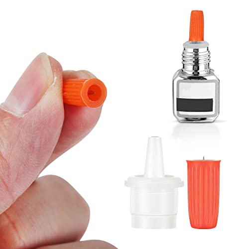 140 PCS Eyelash Glue Replacement Eyelash Glue Bottle Nozzle Caps Lash Glue Bottle Plug Glue Mouth Tips Glue Bottle Pins Blocking Needle for Home Salon Eyelash Extensions Tools