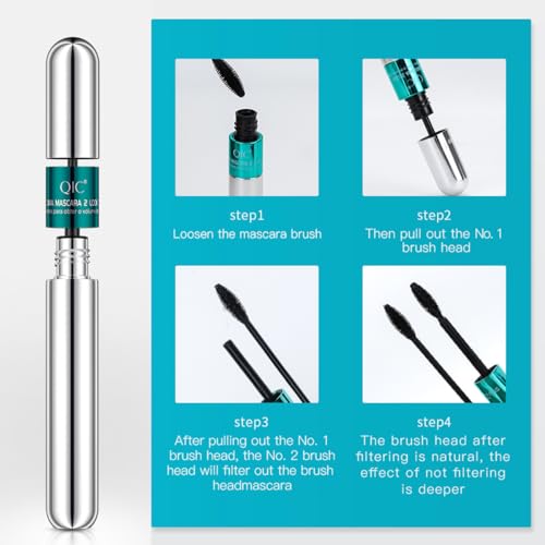 2 in 1 Double-effect 4D Curling Black Mascaras,Waterproof & Smudge Proof Lash Extensions Stereo Lengthening Mascara For Women,Quick-Not Sticky Long Lasting Charming No Clumping(2Pcs) A