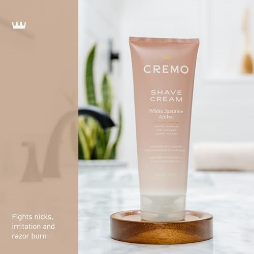 Cremo Women¡¯s Shaving Cream Sensitive Skin, Moisturizing, White Jasmine Amber, Ultra-Slick Shave Cream for Women, Fights Nicks, Cuts and Razor Burn, 6 Fl Oz