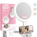 10X Magnifying Makeup Mirror with 3 Color Lights, Rechargeable