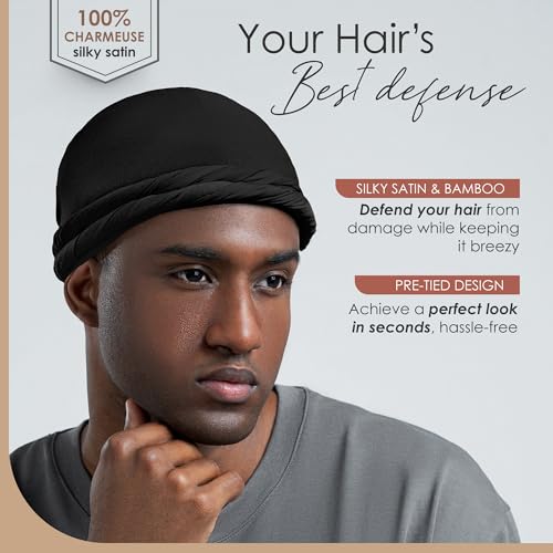 Silk Satin Lined Halo Turban Head Wrap for Men & Women