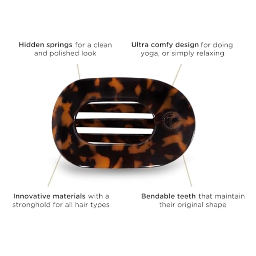 Teleties Small Flat Round Hair Clip - Tortoise