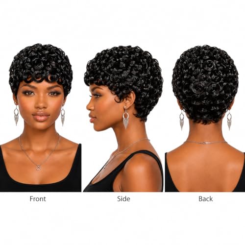 Glueless Pixie Cut Wig for Black Women - 100% Virgin Human Hair