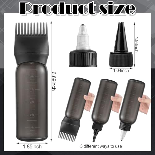 Hair Dye & Oil Applicator Bottle with Dual Caps - Black, 1 Pack - Reusable & Precise