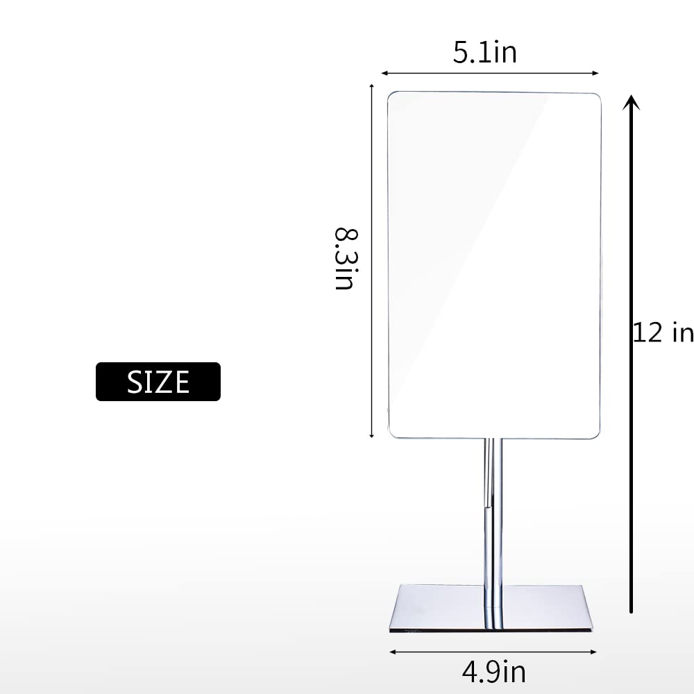 Gecious Table Standing Rectangular Vanity Makeup Mirror with 3X Magnification, High Adjustable, Made of 304 Stainless Steel, for Hotel Bathroom Polished Chrome