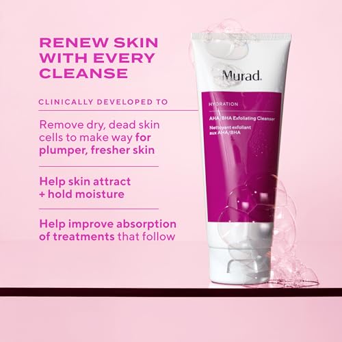 Murad AHA/BHA Exfoliating Cleanser - Triple-Action Cleansing Exfoliator with Salicylic, Lactic, & Glycolic Acids - Creamy Face Wash Removes Dull, Dry Skin for Smoother, Softer Skin