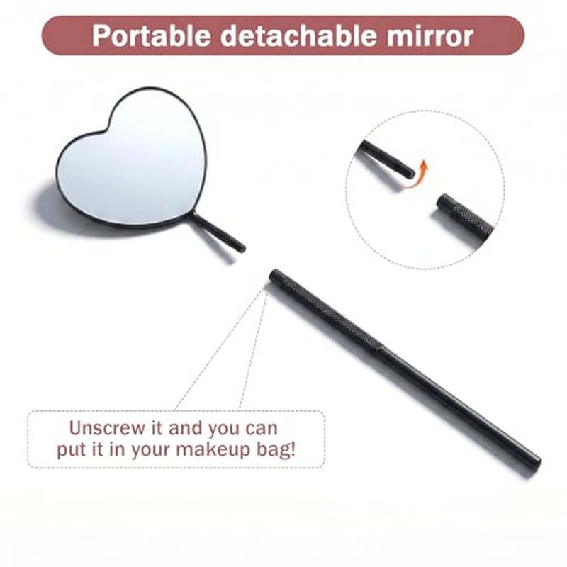 2Pcs Heart Shaped Lash Mirror - Stainless Steel Eyelash Extension Tool