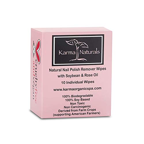 Karma Organic Nail Polish Remover & Nail Polish Remover Wipes Bundle ? Natural Rose Oil Nail Polish Remover (4FL-Oz) Rose Nail Polish Remover Wipes (Pack of 10)