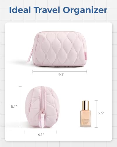 BAGSMART Makeup Bag - Travel Cosmetic Organizer, Pink
