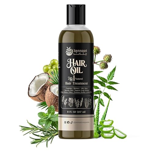Jannaat 7-in-1 Hair Growth Oil with Rosemary & Tea Tree, 8 Fl Oz