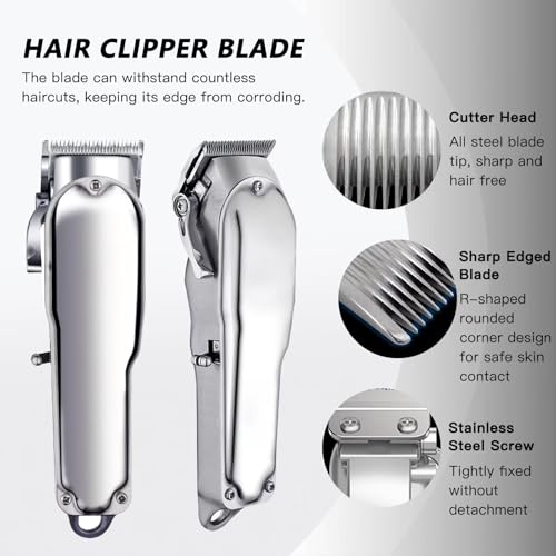 Steel Hair Clipper Blade Fit for Wahl Precision MC3 Blades, Pack of 2 Steel Blades Replacement for 2-Hole Standard Wedge 5 Star Legend Clippers by YTXXDEUS