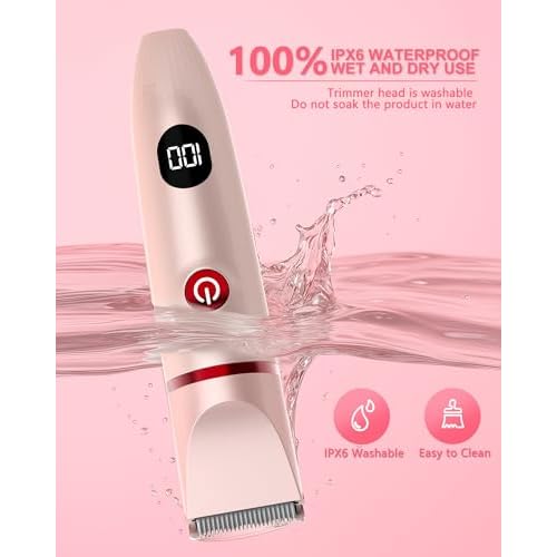 Bikini Trimmer for Women, Electric Razor for Pubic Hair 3-in-1, Bikini Shaver for Legs Body Hair, Womens Electric Razor IPX6 Waterproof, Gifts for Women,Pink