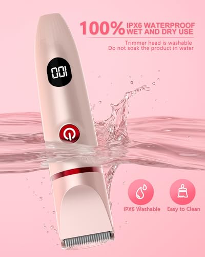 Pink Women's Bikini Trimmer 3-in-1 Waterproof Electric Razor for Legs & Body