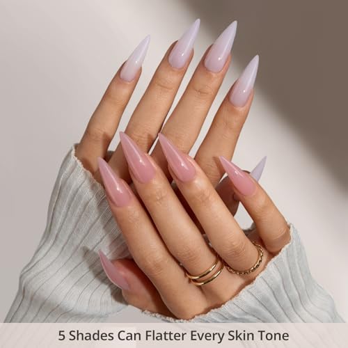 BTArtbox Nails XCOAT Tips 5-Shade Nude Stiletto Press-On Nails - 160Ct