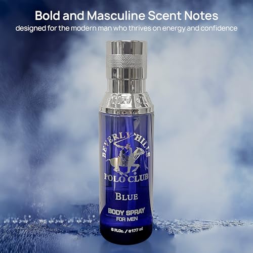 Beverly Hills Polo Club Blue Body Spray for Men, 6oz