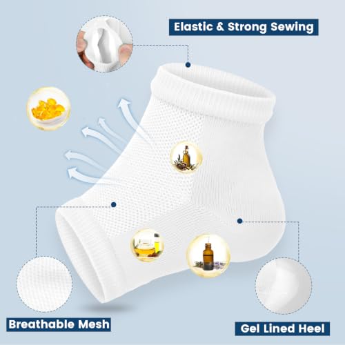 Moisturizing Heel Socks for Cracked Heels - 2 Pairs, Toeless Gel