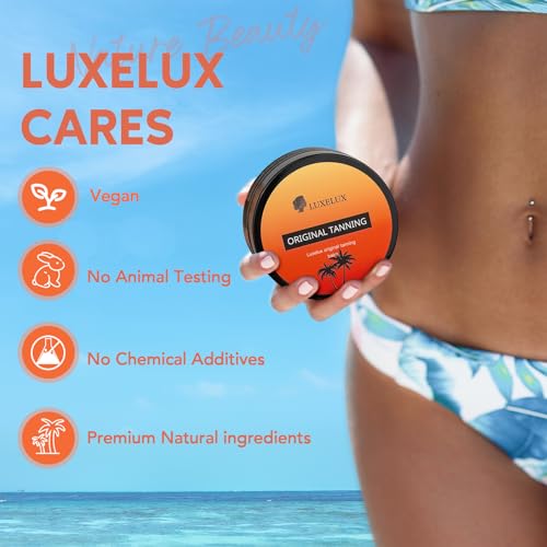 LUXELUX Intensive Tanning Balm Gel, Natural Tanning Accelerator Balm Gel,Brown Tanning Balm, 6.7 Fl Oz (200 ml) Natural Tanner Balm Gel, Fast Tanned, Effective Sunbeds, Outdoor Sun