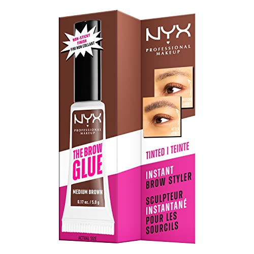 NYX PROFESSIONAL MAKEUP The Brow Glue, Extreme Hold Tinted Eyebrow Gel - Medium Brown