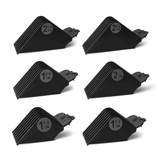 Wahl Clipper Guards Set - 6 Piece, 1.25" to 2.5" Lengths, Black