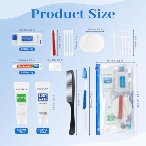 30 Pack Travel Toiletries Kit - 8-in-1 Hygiene Essentials with Zip Bag