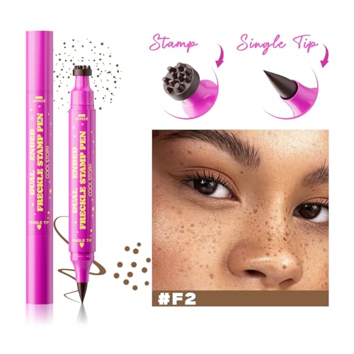 COOL STORY Freckle Stamp Pen 2-in-1 Waterproof Face Makeup Tool, Caramel Brown