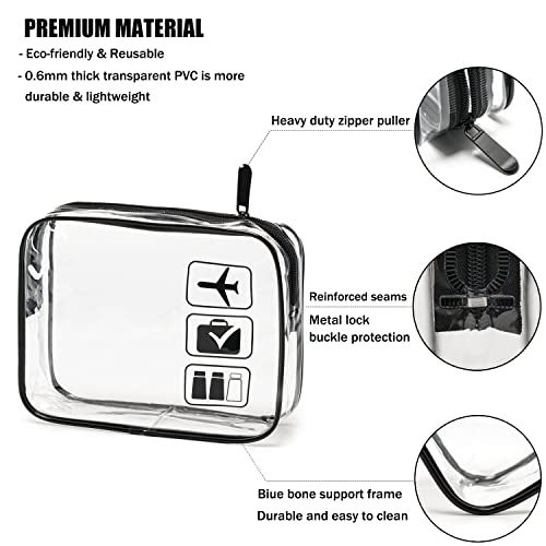 TSA Approved Clear Toiletry Bag Set, 3-Pack Quart Size