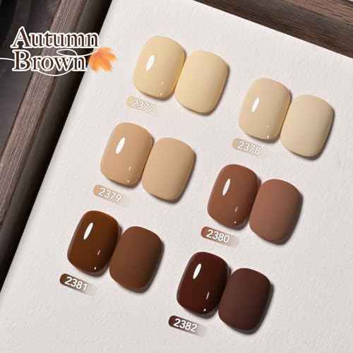 GAOY Nude Brown Gel Nail Polish Set, 6 Colors Beige Chocolate Soak Off UV Light Cure Gel Polish Kit for Salon and Nail Art DIY at Home