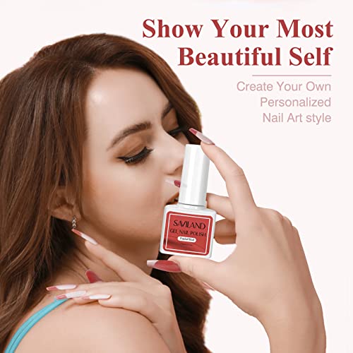 SAVILAND 42PCS Gel Nail Polish Set: 32 Colors Soak-off U V Gel Polish Kit with Base & Glossy Matte Top Coat Red Glitter Gel Polish Set Manicure Kit with Nail Brush for DIY Nail Girl Salon