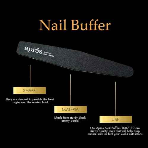 APR?S Apres Gel-X Essentials - Extend Gel, pH Bonder, Acid-Free Gel Primer, Curved Nail File 100/180 Grit, Nail Buffer