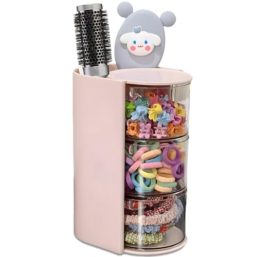 Azurphoric Rotating Hair Accessory Organizer - 3-Layer Pink
