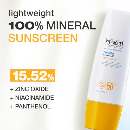 Physiogel Lightweight Moisture Korean Sunscreen, Broad Spectrum SPF 50+, Water Resistant & Safe for Sensitve Skin, Reef Friendly, Paraben-Free, Dermatologically Tested, Korean Skin Care. (Pack of 2)