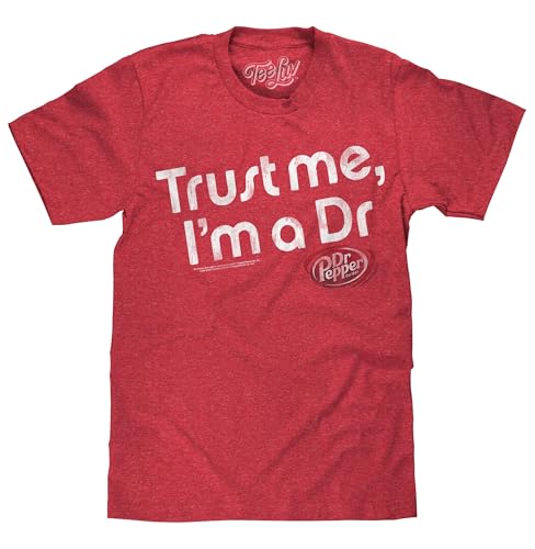 Tee Luv Men's Dr Pepper Trust Me I'm A Dr Faded Logo T-Shirt XX-Large Red Heather