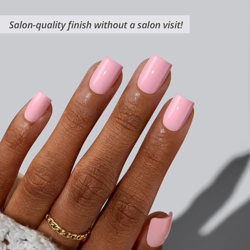 BTArtbox Press On Nails Short Square Pink Yellow 32Ct
