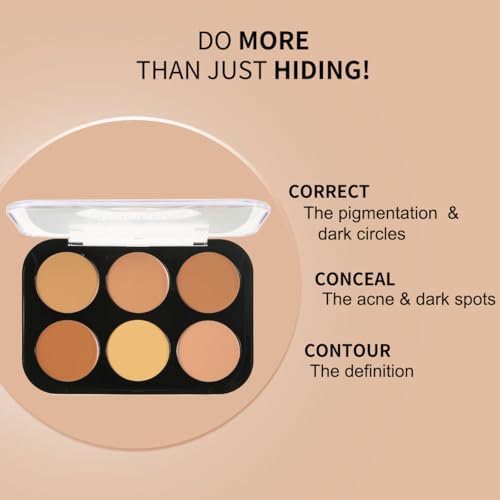 Corlo 6-Color Cream Concealer Palette - Full Coverage
