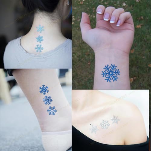 Glitter Snowflake Temporary Tattoos, 120PCS Winter Snowflake Sticker Tattoo Cute Apparel Accessories for Body Face Kids Women Party Favors (5 Large Sheets)