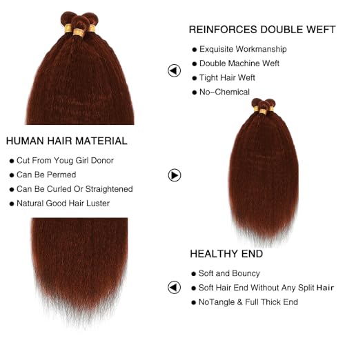 Fridnae 33 Color Kinky Straight Human Hair Bundles - 12-34 Inch