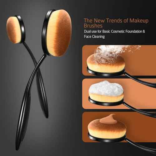 Yoseng Oval Makeup Brushes Set 10 Pcs Professional Oval Toothbrush Foundation Contour Concealer Eyeliner Blending Cosmetic Brushes Tool Set-With Box,Practical White Elephant Gift for Girls Women