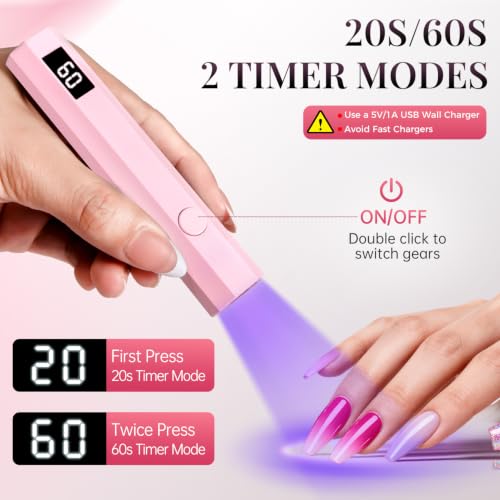 Mini UV LED Nail Lamp Cordless Portable with Stand