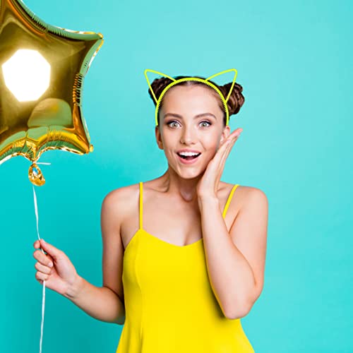 Glow in the Dark Cat Ears Headbands, 12pcs Plastic Light Up Hair Bands for Girls Party