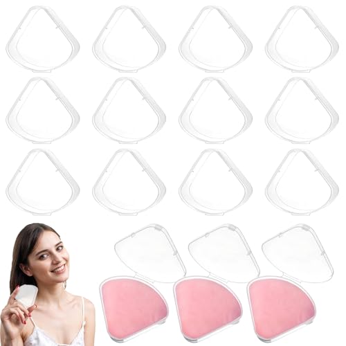 Triangle Makeup Puff Case - 12 Pack Portable Powder Holder