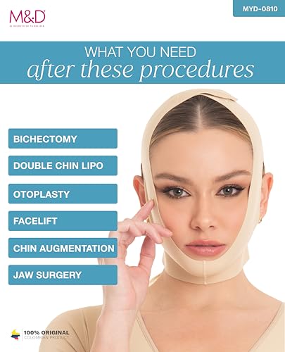 M&D Post-Surgery Chin Compression Strap | Face Slimming Support Beige M