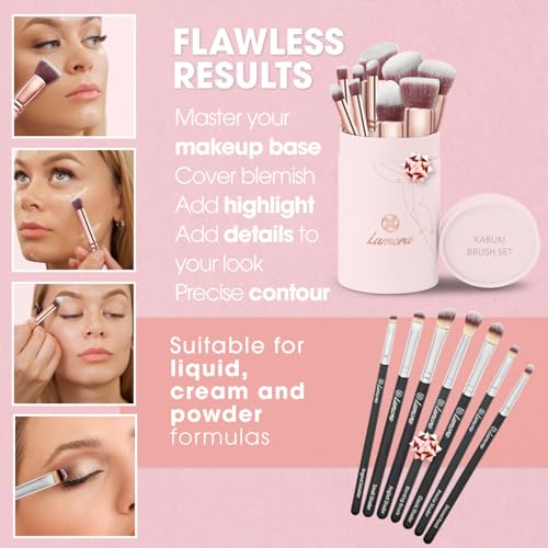 Kabuki Makeup Brush Set with Eyeshadow Brush Set